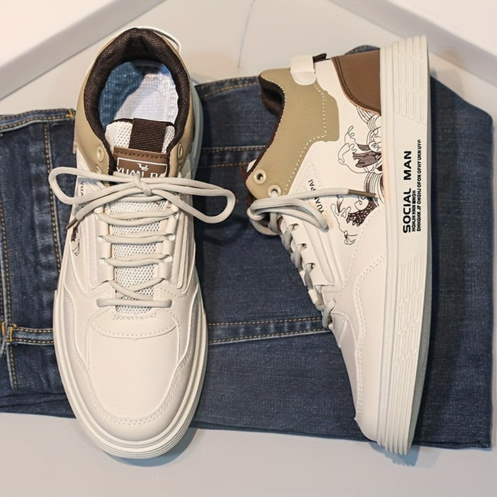 Men‘s High Top Skate Shoes With Good Grip Breathable Lace-up Sneakers
